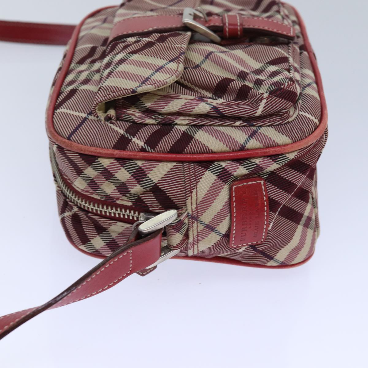 Burberry Nova Label Check Red Shoulder Bag