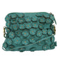 Luxury Burberry Shoulder Bag Leather Turquoise Blue Gold Auth ti2029