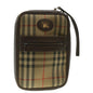 Luxury BurberrySs Nova Check Clutch Bag Nylon Beige Auth ti943