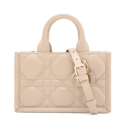 Christian Dior Beige Macrocannage Leather Mini Dior Book Tote Bag [Clearance Sale] Rovelle Bags