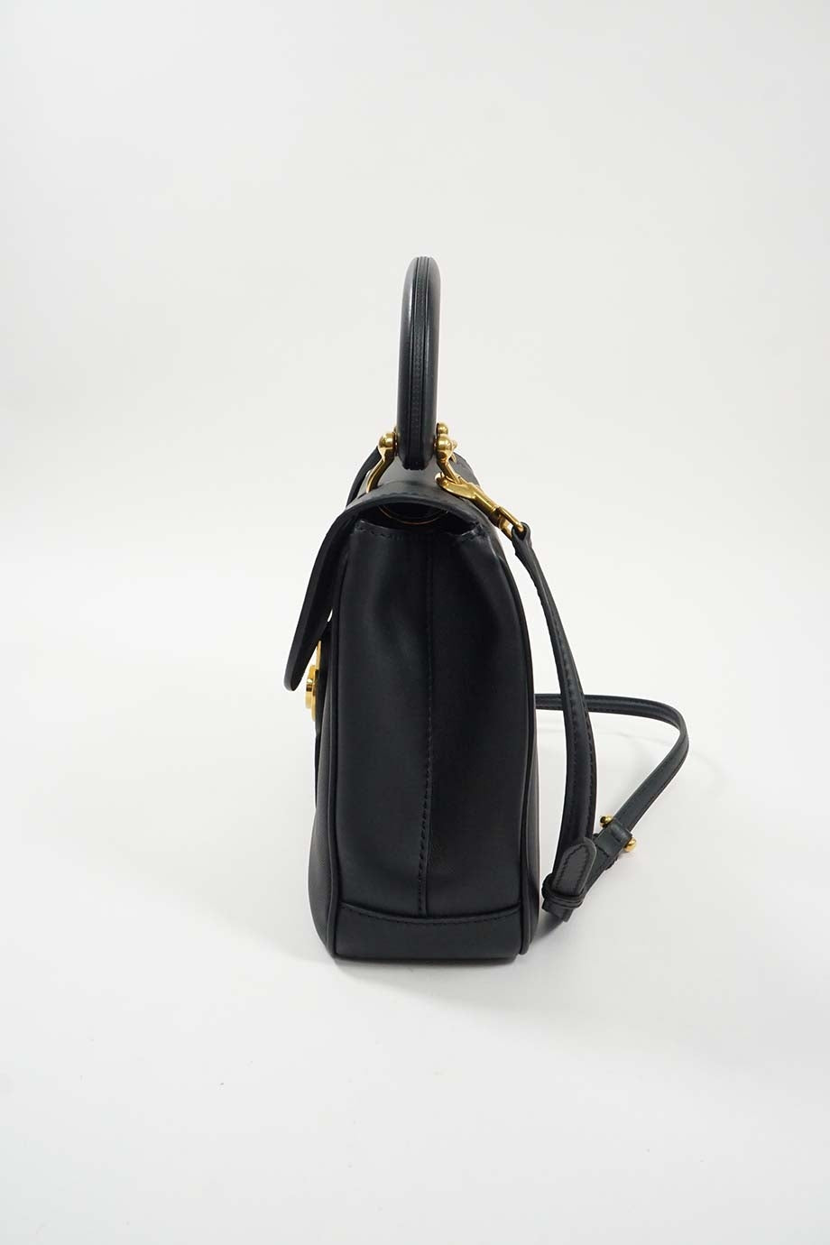 Burberry Medium Trench Leather Black Shoulder Bag