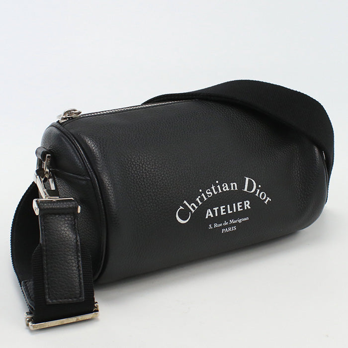 ChristianDior 1ATPO061 roller Atelier Diagonal shoulder bag leather black unisex Rovelle Bags