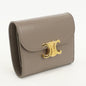 CELINE 10D78 3DPV Small flap Triomphe Three fold wallet Calfskin gray Women