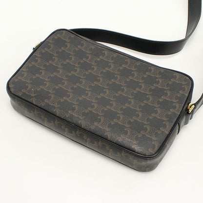 CELINE Medium messenger Triomphe canvas Diagonal shoulder bag PVC black Women