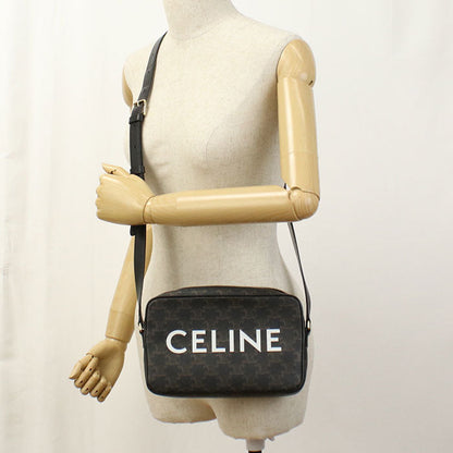 CELINE Medium messenger Triomphe canvas Diagonal shoulder bag PVC black Women