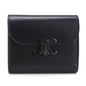 CELINE 10D78 3DPV Tri-fold wallet Triomphe Small flap wallet Calfskin black Women