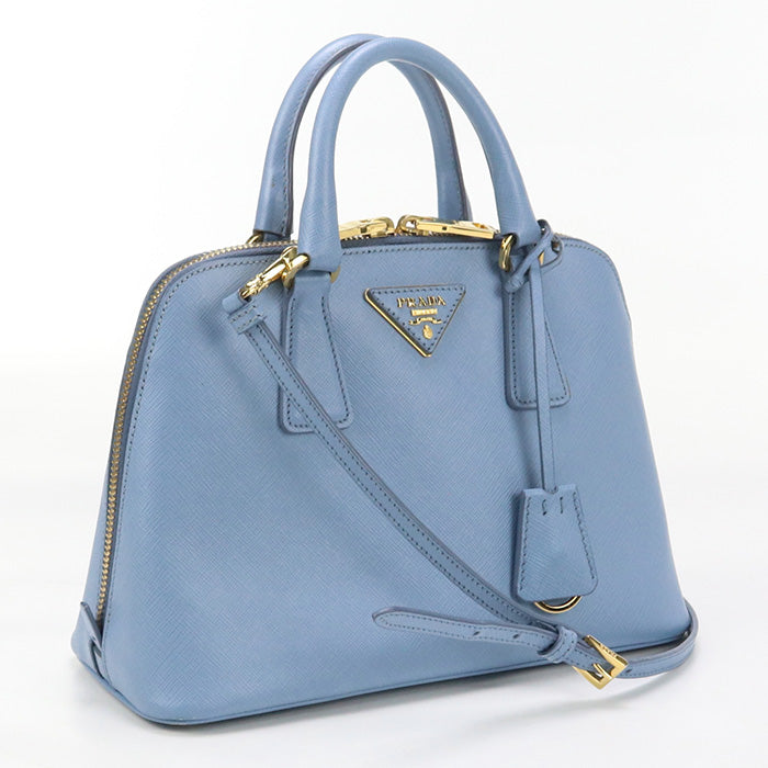 Prada Bl0838 2Way Handbag Safiano Leather Hand Shoulder Bag Leather Blue Women Rovelle Bags