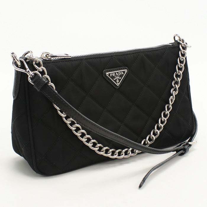 Prada 1Bh026 Shoulder Bag Quilting Chain 2Wayshoulder Bag Nylon Black Women Rovelle Bags