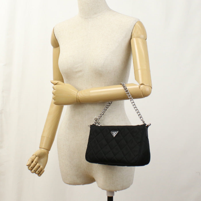 Prada 1Bh026 Shoulder Bag Quilting Chain 2Wayshoulder Bag Nylon Black Women Rovelle Bags