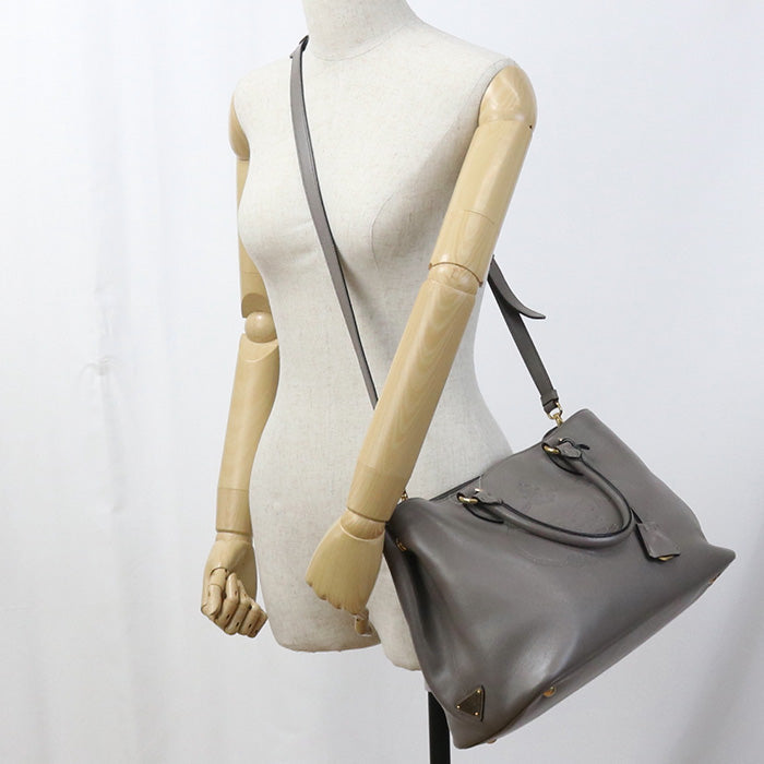Prada 1Ba579 2Ebj F0572 2Way Tote Bag Grain Calf Gray Women Rovelle Bags
