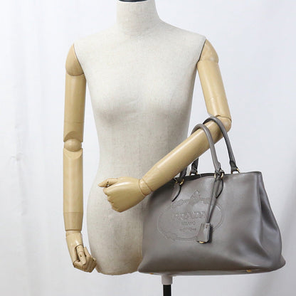 Prada 1Ba579 2Ebj F0572 2Way Tote Bag Grain Calf Gray Women Rovelle Bags