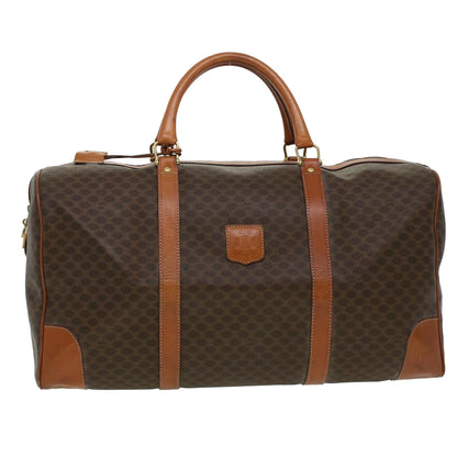 Luxury CELINE Macadam Canvas Boston Bag PVC Leather Brown uy133