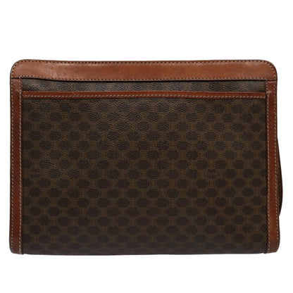 Luxury CELINE Macadam Canvas Clutch Bag PVC Leather Brown uy149