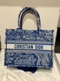 Dior Book Tote Medium Dioriviera Toile De Jouy Fluorescent Blue Rovelle Bags
