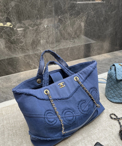 Chanel Luxury Leather Blue Handbag Rovelle Bags