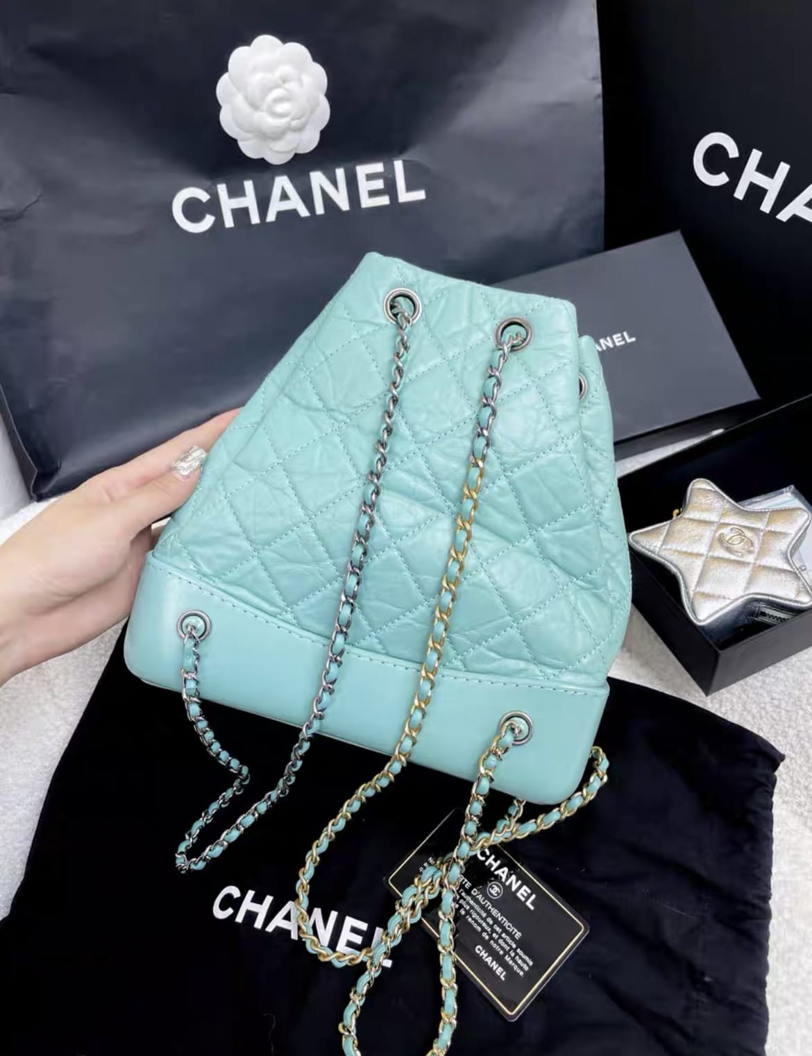 Chanel Luxury Leather Blue Shoulder Bag Rovelle Bags
