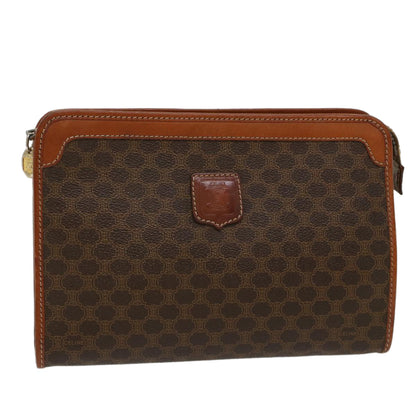 Luxury CELINE Macadam Canvas Clutch Bag PVC Leather Brown yb352