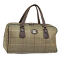 Luxury BurberrySs Nova Check Boston Bag Canvas Leather Beige Brown Auth yb602