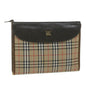 Luxury BurberrySs Nova Check Clutch Bag Nylon Canvas Beige Auth yk10180