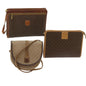 Luxury CELINE Macadam Canvas Clutch Bag Shoulder Bag PVC 3Set Brown Beige 10921