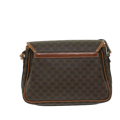 Luxury CELINE Macadam Canvas Shoulder Bag PVC Leather Brown 11066