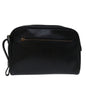 Luxury BurberrySs Clutch Bag Leather Black Auth yk11126