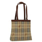 Luxury BurberrySs Nova Check Tote Bag PVC Beige Auth yk11163