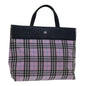 Luxury Burberry Nova Check Hand Bag Nylon Pink Auth yk11387