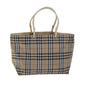Luxury Burberry Nova Check Hand Bag Nylon Beige Auth yk12778