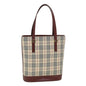 Luxury Burberry Nova Check Tote Bag Nylon Beige Auth yk6343