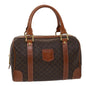 Luxury CELINE Macadam Canvas Boston Bag PVC Leather Brown 7604