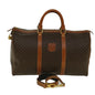 Luxury CELINE Macadam Canvas Boston Bag PVC Leather 2way Brown 9396
