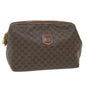Luxury CELINE Macadam Canvas Pouch PVC Leather Brown 9468