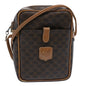 Luxury CELINE Macadam Canvas Shoulder Bag PVC Leather Brown 9733