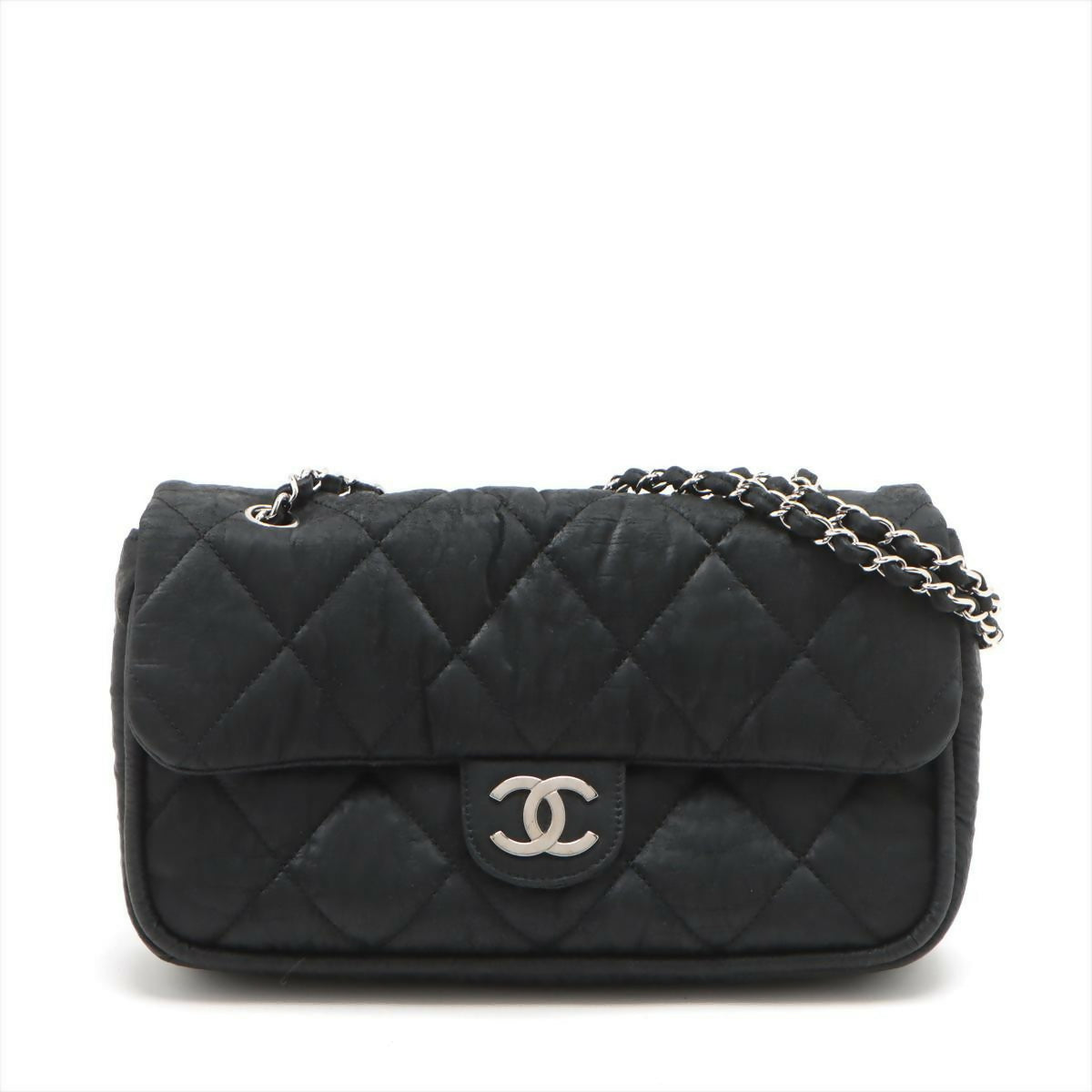 Chanel Matelasse Chain Shoulder Bag Half Shoulder Coco Mark Cotton Black Silver Hardware Rovelle Bags