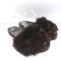 Brunello Cucinelli Monili-Trimmed Fur Slide Sandals Brown/Gray Size 41