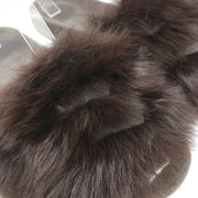 Brunello Cucinelli Monili-Trimmed Fur Slide Sandals Brown/Gray Size 41