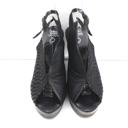 Calleen Cordero Platform Wedge Sandals Felipa Black Snake-Print Leather Size 6