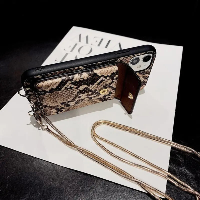 Snakeskin wallet chain phone case lbcase