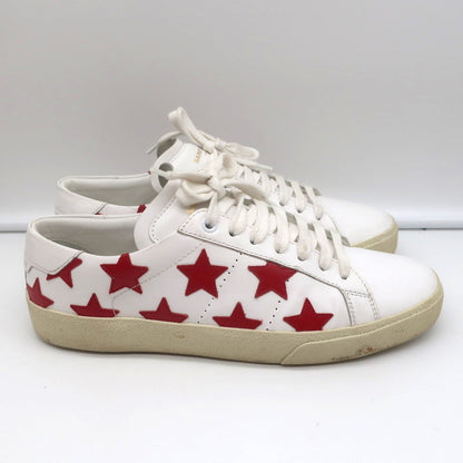 Saint Laurent Court Classic SL/06 Stars Sneakers White/Red Leather Size 38.5