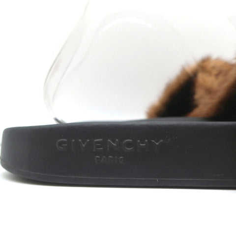 Givenchy Mink Fur Slide Sandals Brown Size 41