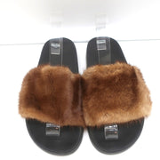 Givenchy Mink Fur Slide Sandals Brown Size 41