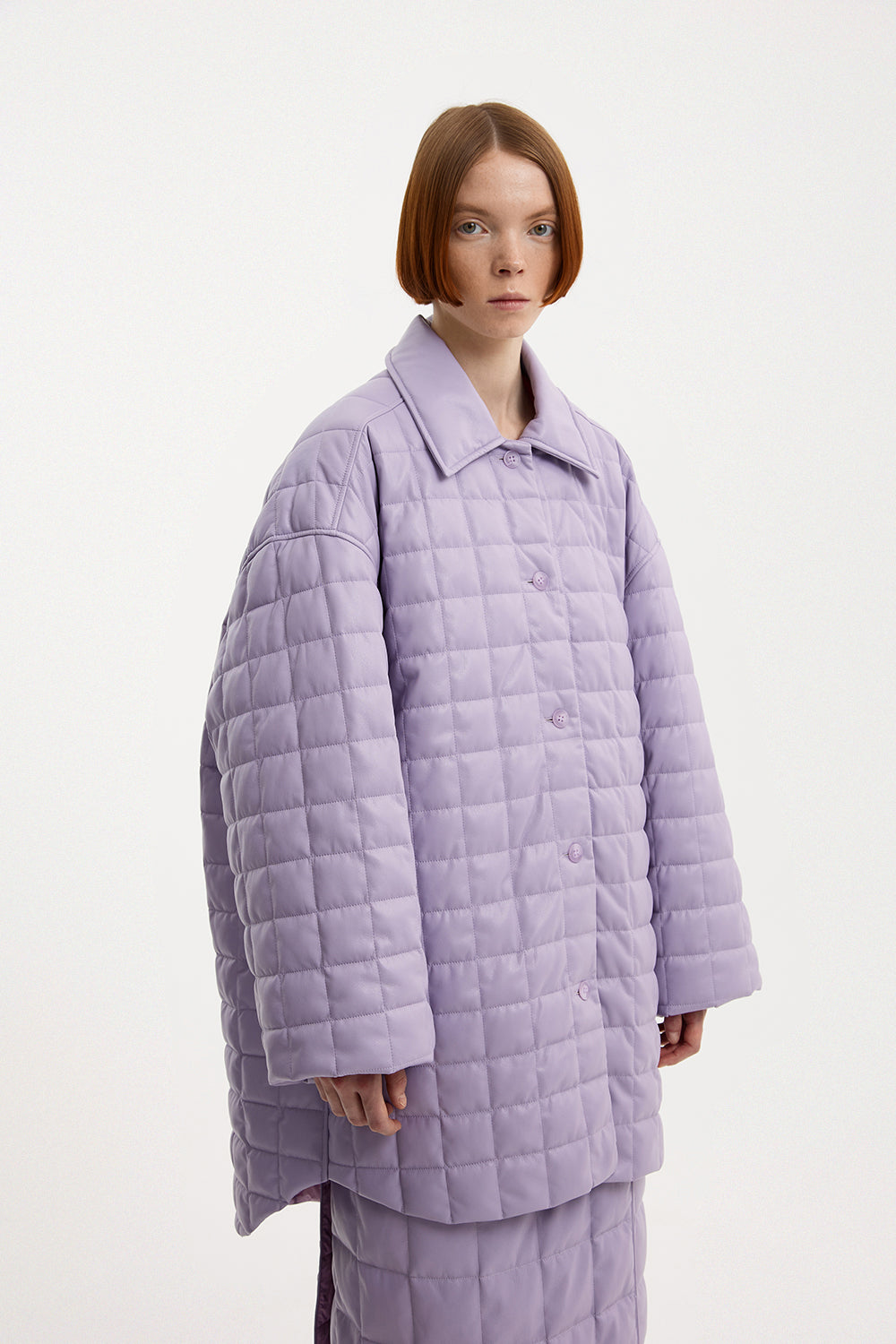 Oversized Kalik Down Shirt Leather Lilac