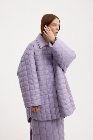 Oversized Kalik Down Shirt Leather Lilac