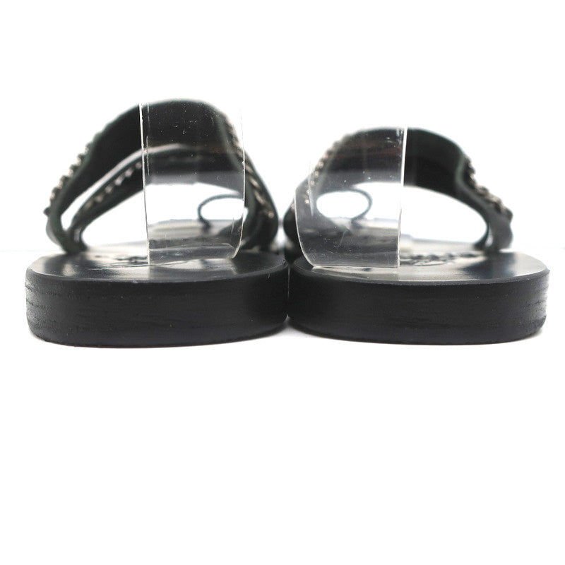 Ancient Greek Sandals Niki Chains Slide Sandals Black Leather Size 37