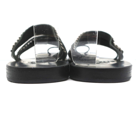 Ancient Greek Sandals Niki Chains Slide Sandals Black Leather Size 37