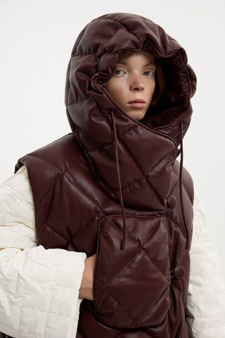 Atti Vest Leather Maroon