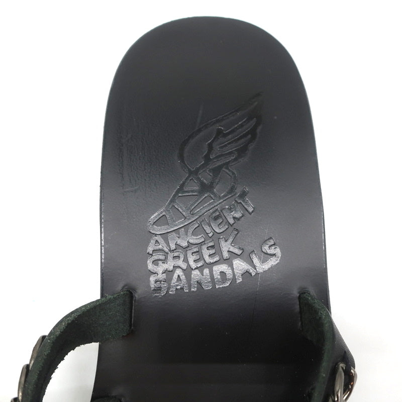 Ancient Greek Sandals Niki Chains Slide Sandals Black Leather Size 37