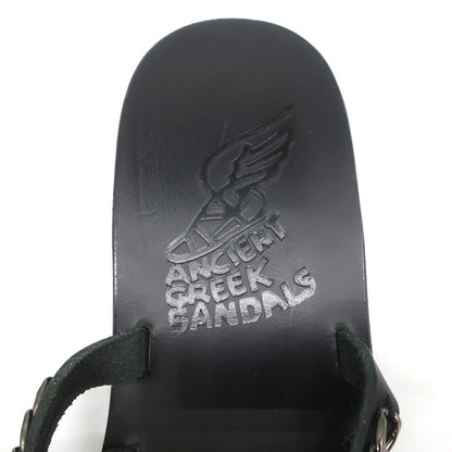 Ancient Greek Sandals Niki Chains Slide Sandals Black Leather Size 37