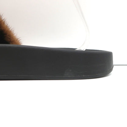 Givenchy Mink Fur Slide Sandals Brown Size 41
